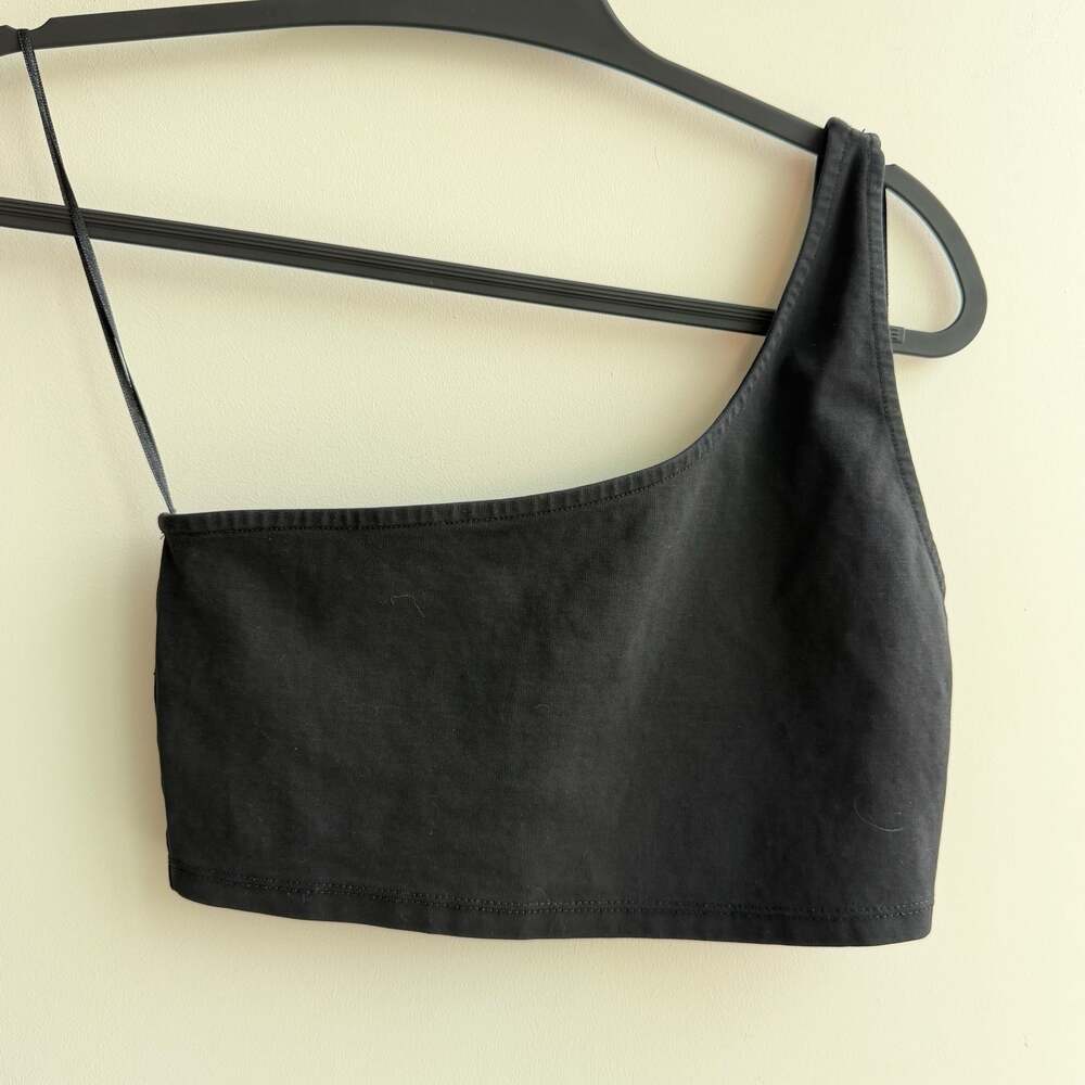 Zara Black One Shoulder Crop Top Size S